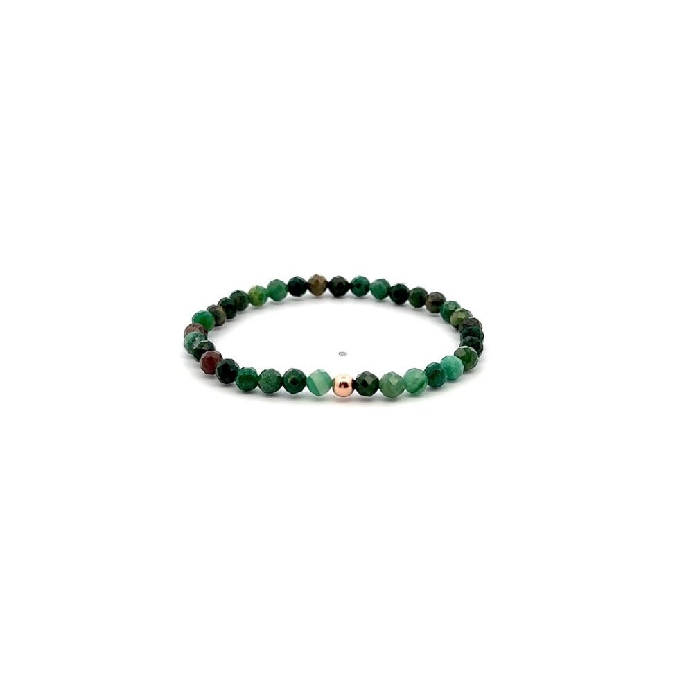 Natural Emerald Gemstones Mini 4mm 18K Rose Gold Charm Bead May Birthstone